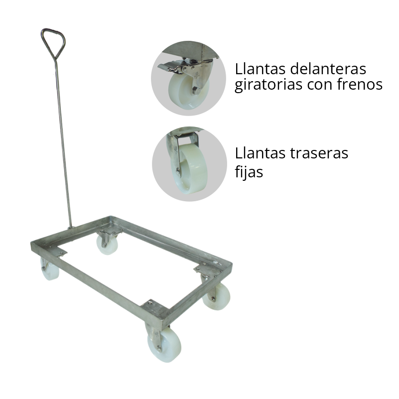 Carro porta canastilla con gancho en acero inoxidable 2